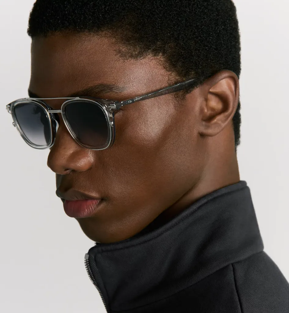 DiorBlackSuit S14I BioAcetate Lunettes de soleil carrées gris transparent