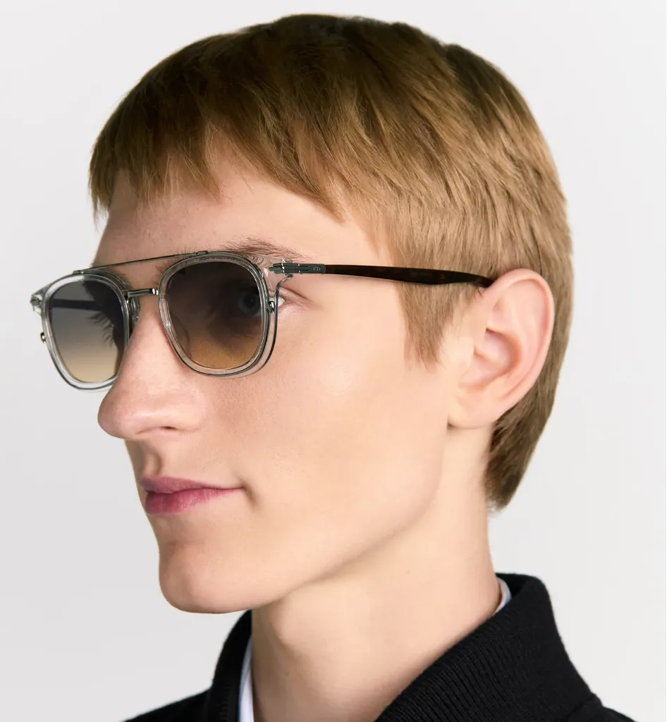 DiorBlackSuit S14I BioAcetate Lunettes de soleil carrées cristal et effet écaille brun